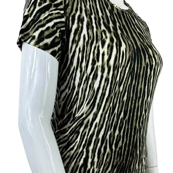 Michael Kors animal print short sleeve top it's gold studs size medium - Picture 5 of 9